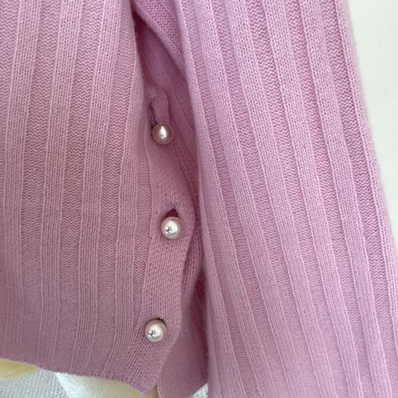 Millly Pink Cashmere Pearl Turtle Neck Sweater S - Picture 4 of 5